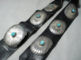 Heavy 500 Gram Vintage Native American Navajo Turquoise Sterling Silver Concho Belt Old-Nativo Arts