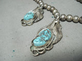 Intense Turquoise Vintage Native American Navajo Sterling Silver Necklace-Nativo Arts