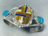 Best Native American Navajo Sher Sandoval Turquoise Tigers Eye Sterling Silver Bracelet-Nativo Arts