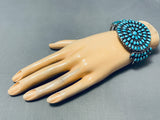 Early Huge Vintage Native American Navajo Turquoise Sterling Silver Cluster Bracelet-Nativo Arts