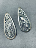 Impressive Vintage Native American Navajo Sterling Silver Kokopelli Earrings-Nativo Arts