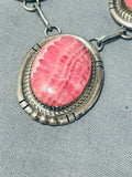 Eye Catching Vintage Native American Navajo Rhodochrosite Sterling Silver Necklace-Nativo Arts