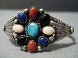 Magnificent Vintage Native American Navajo Turquoise Coral Lapis Sterling Silver Bracelet Old-Nativo Arts