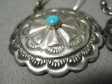 Exquisite Vintage Native American Navajo Sleeping Beauty Turquoise Sterling Silver Earrings-Nativo Arts
