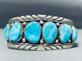 Incredible Vintage Native American Navajo 8 Kingman Turquoise Sterling Silver Bracelet-Nativo Arts
