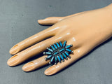 One Fo The Best Vintage Native American Navajo Needle Turquoise Sterling Silver Ring-Nativo Arts