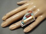 Native American Best Important Vintage Dave Tune Turquoise Inlay Sterling Silver Ring-Nativo Arts