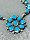 Dazzling Vintage Native American Navajo Old Kingman Turquoise Sterling Silver Necklace-Nativo Arts