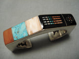 One Of Best Vintage Native American Navajo Jim Harrison Turquoise Inlay Sterling Silver Bracelet-Nativo Arts