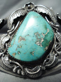 Signed Kirk Huge Vintage Native American Navajo Apache Turquoise Sterling Silver Bracelet-Nativo Arts