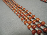 Museum Vintage Native American Navajo Rounded Coral Sterling Silver Necklace Old-Nativo Arts