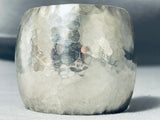 Spectacular Vintage Native American Navajo Signed Sterling Silver Hammered Huge Bracelet-Nativo Arts