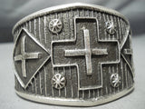 Magnificent Navajo Sterling Silver Cross Bracelet Native American-Nativo Arts