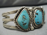 Amazing Vintage Native American Navajo Old Turquoise Sterling Silver Bracelet Cuff Old-Nativo Arts