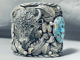 Native American Over 200 Grams Buffalo Turquoise Sterling Silver Bracelet-Nativo Arts