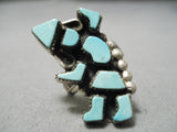 Intrciate! Vintage Zuni Native American Kachina Turquoise Dancer Ring-Nativo Arts