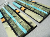 Native American Some Of The Most Intricate Santo Domingo Turquoise Sterling Silver Earrings-Nativo Arts