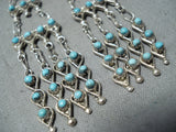 Beautiful Vintage Native American Zuni Turquoise Sterling Silver Chandelier Earrings-Nativo Arts