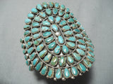 Enormous Native American Navajo Royston Turquoise Cluster Sterling Silver Bracelet-Nativo Arts