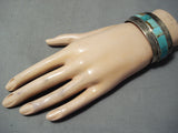 Heavy Inlaid Vintage Native American Navajo Royston Turquoise Sterling Silver Bracelet-Nativo Arts