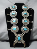 Opulent Vintage Native American Navajo Turquoise Sterling Silver Concho Squash Blossom Necklace-Nativo Arts