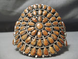 Amazing Colossal Native American Navajo Coral Sterling Silver Bracelet Cuff-Nativo Arts