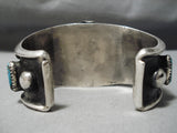 Huge Vintage Native American Navajo Morenci Turquoise Sterling Silver Bracelet Old-Nativo Arts