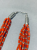Native American Very Rare Santo Domingo Tubule Coral Sterling Silver Necklace-Nativo Arts