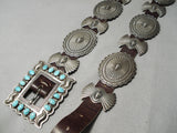 Highly Rare Vintage Native American Navajo Gary Reeves Turquoise Sterling Silver Concho Belt Old-Nativo Arts