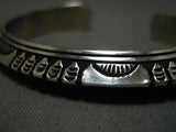 Striking Vintage Native American Navajo Raised Sterling Silver Randy Secatero Bracelet Old-Nativo Arts