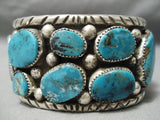 Native American Big Heavy Thick Navajo Turquoise Sterling Silver Bracelet-huge!-Nativo Arts