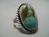 Magnificent Vintage Native American Navajo Domed Royston Turquoise Sterling Silver Ring-Nativo Arts