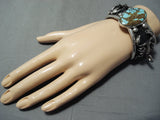 Fascinating Native American Navajo 8 Turquoise Sterling Silver Scorpions Bracelet-Nativo Arts