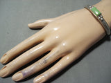 Fabulous Vintage Navajo Gaspeite Sterling Silver Bracelet Native American Old-Nativo Arts
