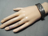 Early 1900's Hand Ooled Vintage Native American Navajo Coin Silver Bracelet Cuff Old-Nativo Arts