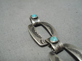 Unique Vintage Native American Navajo Pretty Blue Turquoise Sterling Silver Bracelet-Nativo Arts