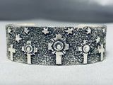 One Of The Most Unique Ever Vintage Native American Zuni Sterling Silver Cross Bracelet-Nativo Arts