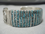 Marvelous Vintage Native American Navajo Turquoise Inlay Allison Sterling Silver Bracelet-Nativo Arts