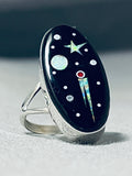 Comet Cosmic Native American Navajo Opal Coral Sterling Silver Ring-Nativo Arts