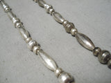 Stunning Vintage Native American Navajo Blue Turquoise Sterling Silver Torpedo Bead Necklace-Nativo Arts