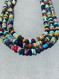 Gorgeous Native American Navajo Turquoise Coral Spiny Lapis Sterling Silver 3 Strand Necklace-Nativo Arts