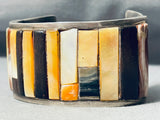 7 Inch Wrist Incredible Vintage Native American Navajo Inlay Sterling Silver Bracelet-Nativo Arts