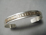 Marvelous Vintage Native American Navajo Sterling Silver And 14k Gold Bracelet Old-Nativo Arts