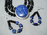 Tremendous Navajo Lapis Sterling Silver Necklace & Earring Set Native American-Nativo Arts