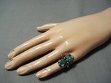 Early 1900's Vintage Native American Zuni Dishta Cerrillos Turquoise Sterling Silver Ring Old-Nativo Arts