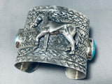 Native American Colossal Horse San Felipe Turquoise Sterling Silver Bracelet-Nativo Arts