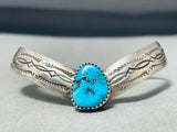 Dramatic Vintage Native American Navajo Morenci Turquoise Sterling Silver Bracelet-Nativo Arts