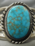 Vivid Rare #8 Turquoise Vintage Native American Navajo Sterling Silver Bracelet-Nativo Arts