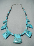 One Of The Best Vintage Native American Navajo Blue Diamond Turquoise Sterling Silver Necklace-Nativo Arts