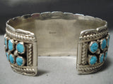 Superior Vintage Native American Navajo Turquoise Sterling Silver Bracelet Old-Nativo Arts